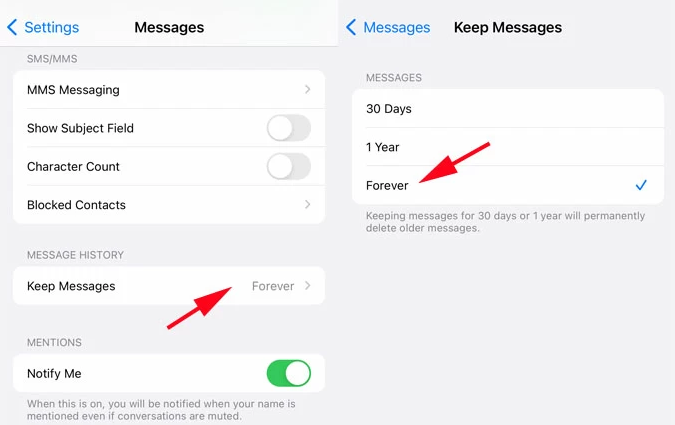 Keep iMessages forever