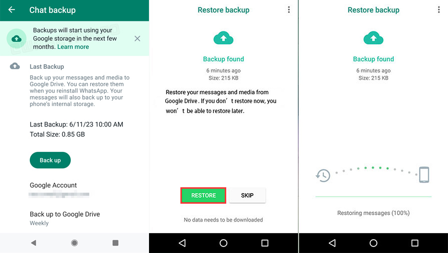 restore WhatsApp chat history on Android