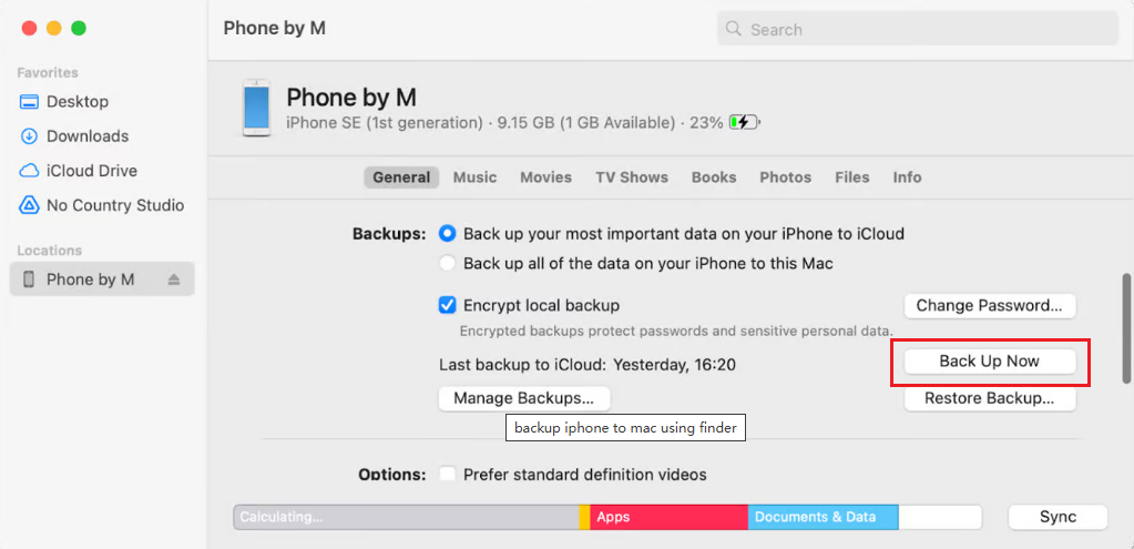 backup ipad on mac with finder