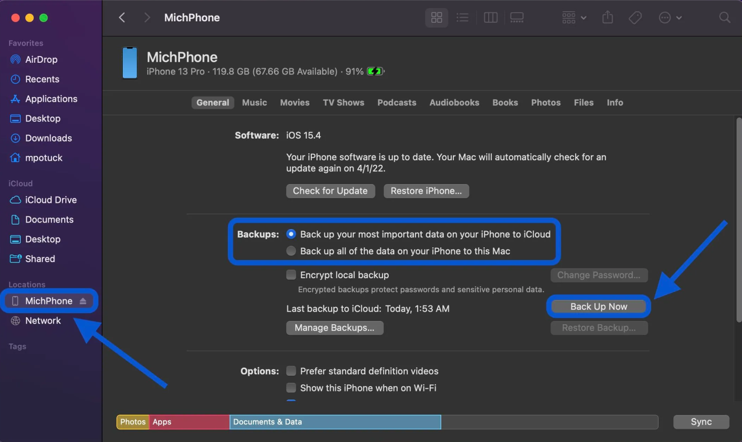 backup ipad on mac with itunes
