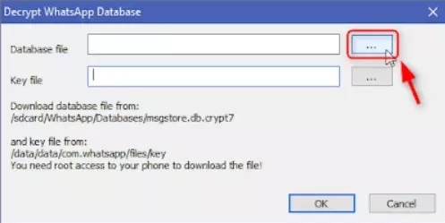 import database and key file