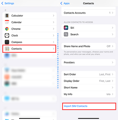 import contacts from SIM card to iPhone