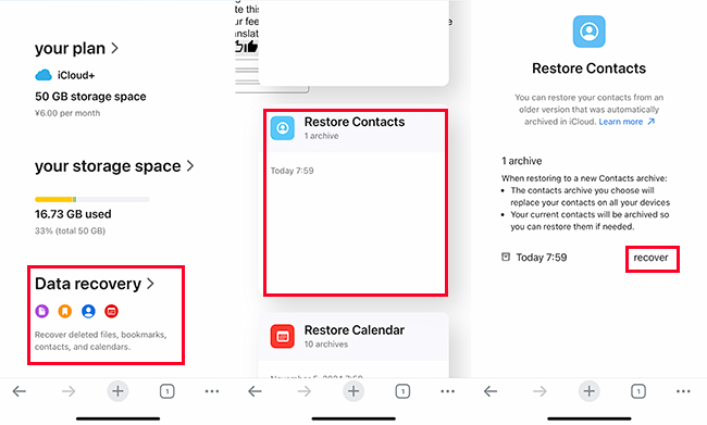 restore iPhone contacts from iCloud.com