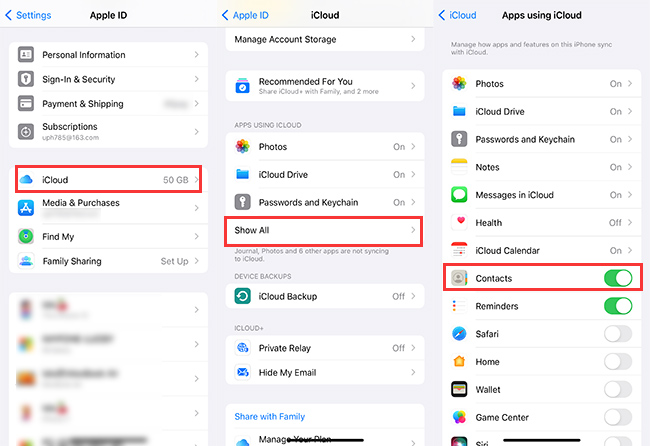 recover iPhone contacts by syncing iCloud data