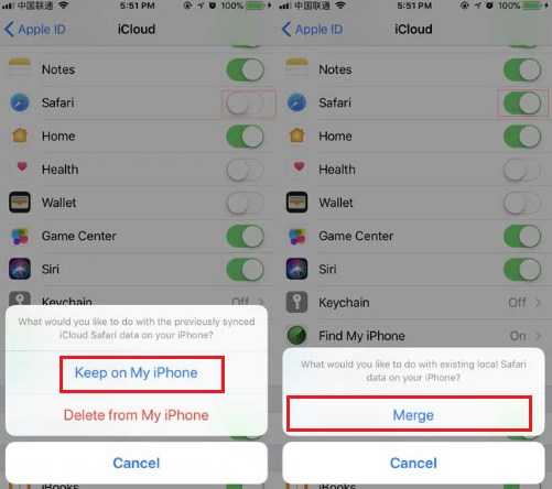 merge safari history on icloud