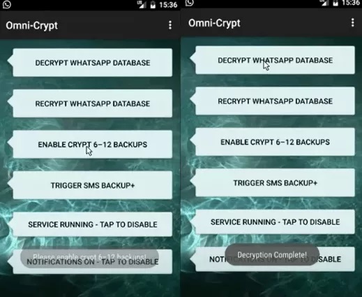 open omnicrypt on phone