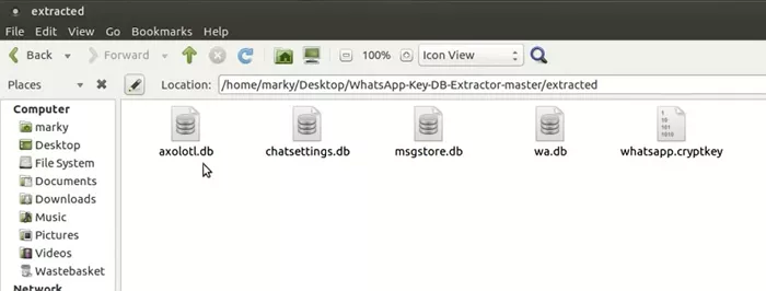 open whatsapp key db extractor folder