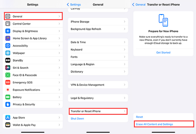 reset iPhone