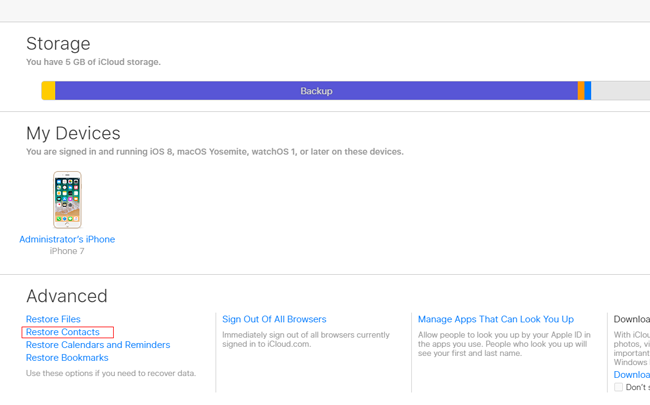 restore disappeared contacts from icloud.com