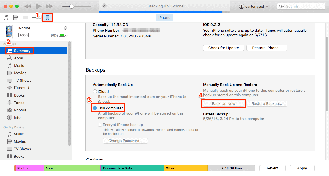 restore contacts from itunes