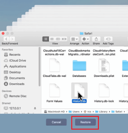 restore safari history on mac