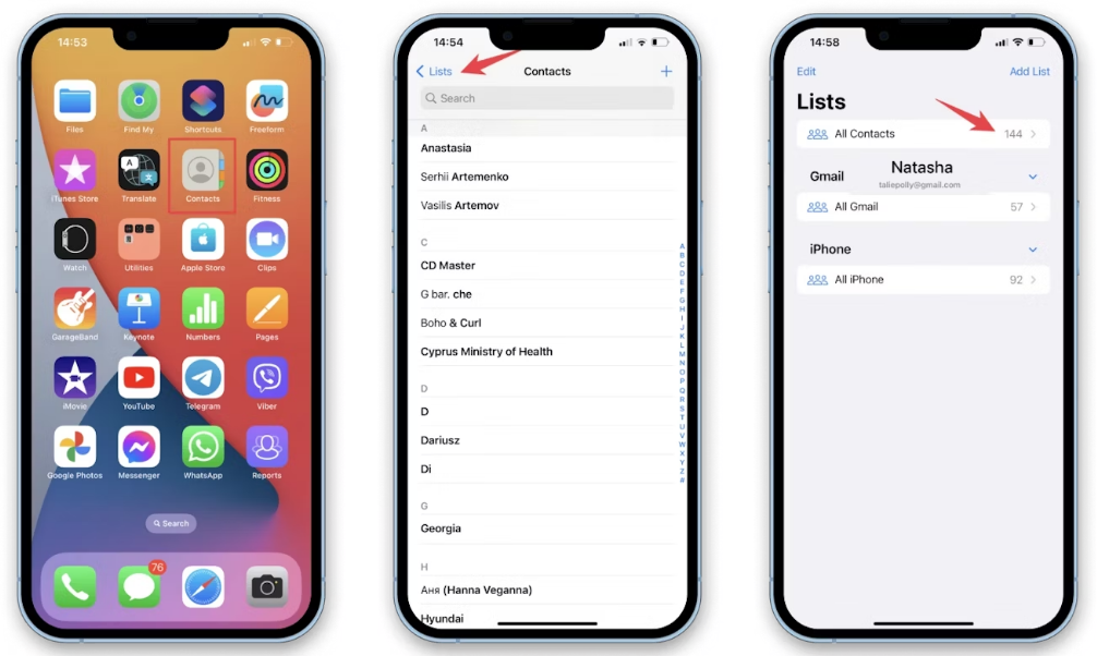 show all contact on iphone
