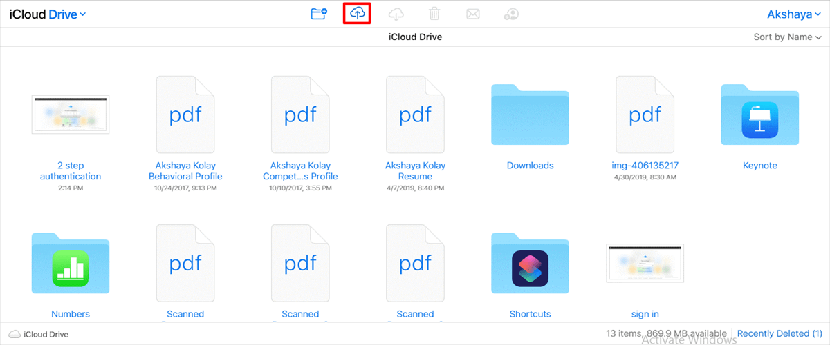 upload files in icloud drive
