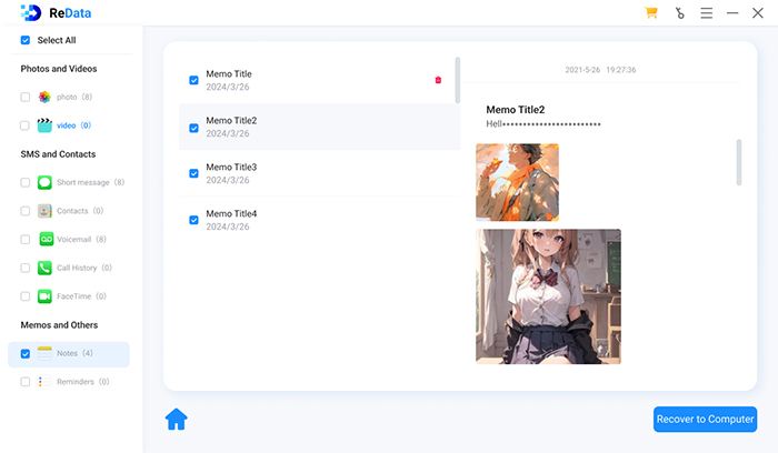 ReData preview and select notes