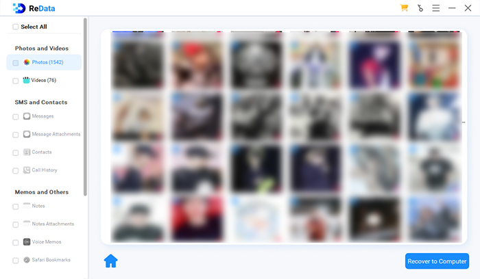 ReData preview and select photos