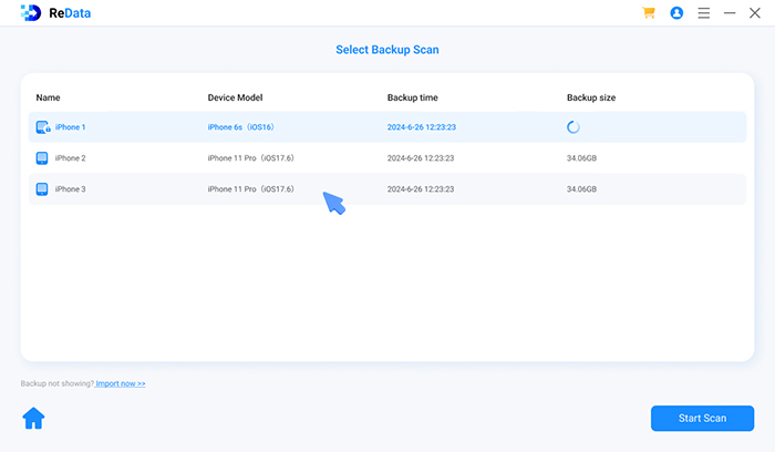 ReData select iTunes backup